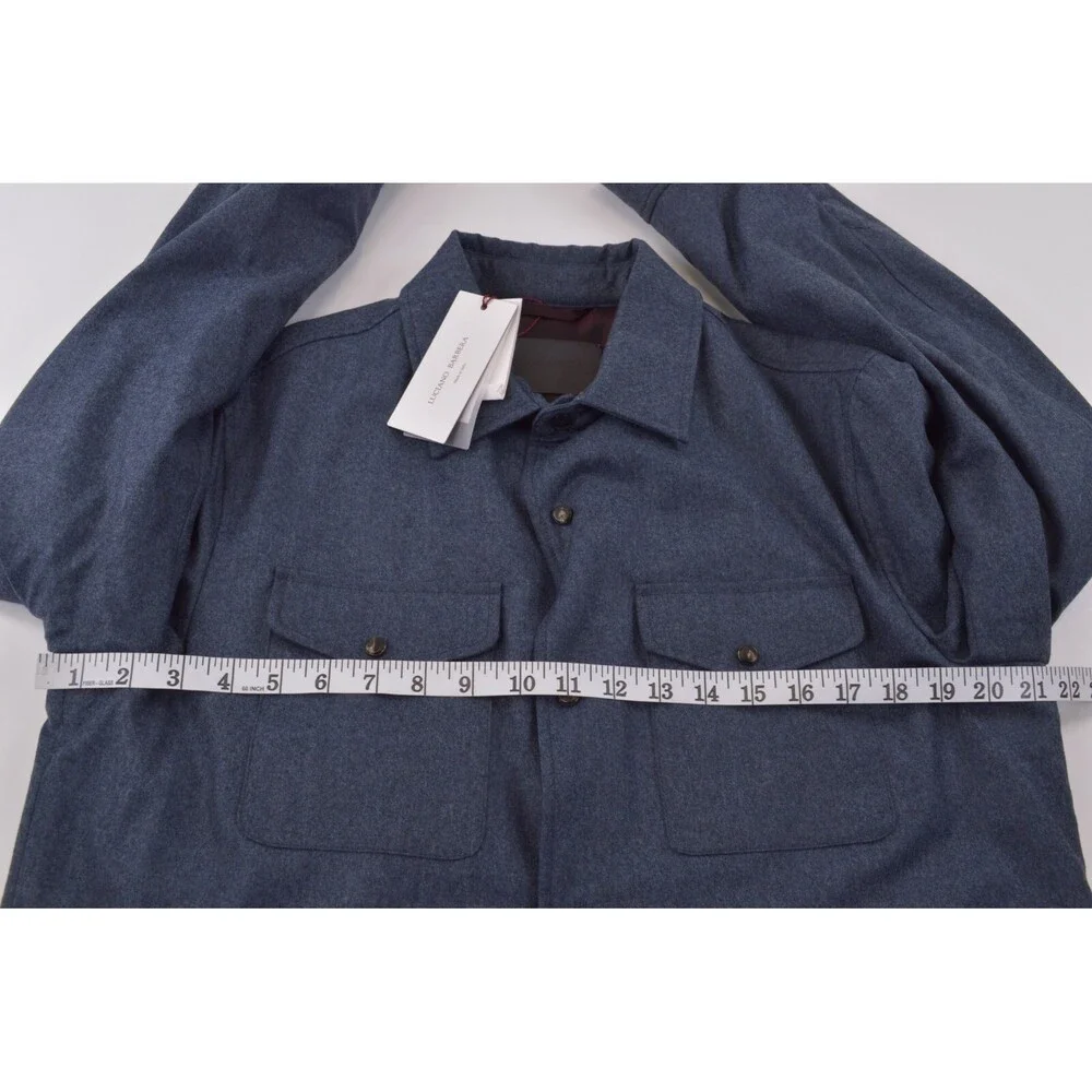 Luciano Barbera NWT Outerwear Over Shirt Sz 48 S US Blue Flannel Wool Insulated
